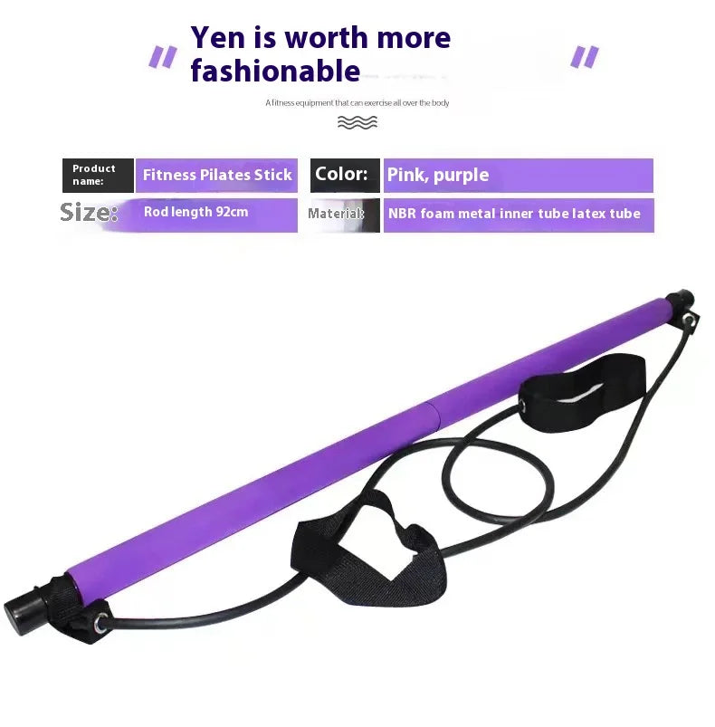 Adjustable Pilates Bar with Resistance Bands