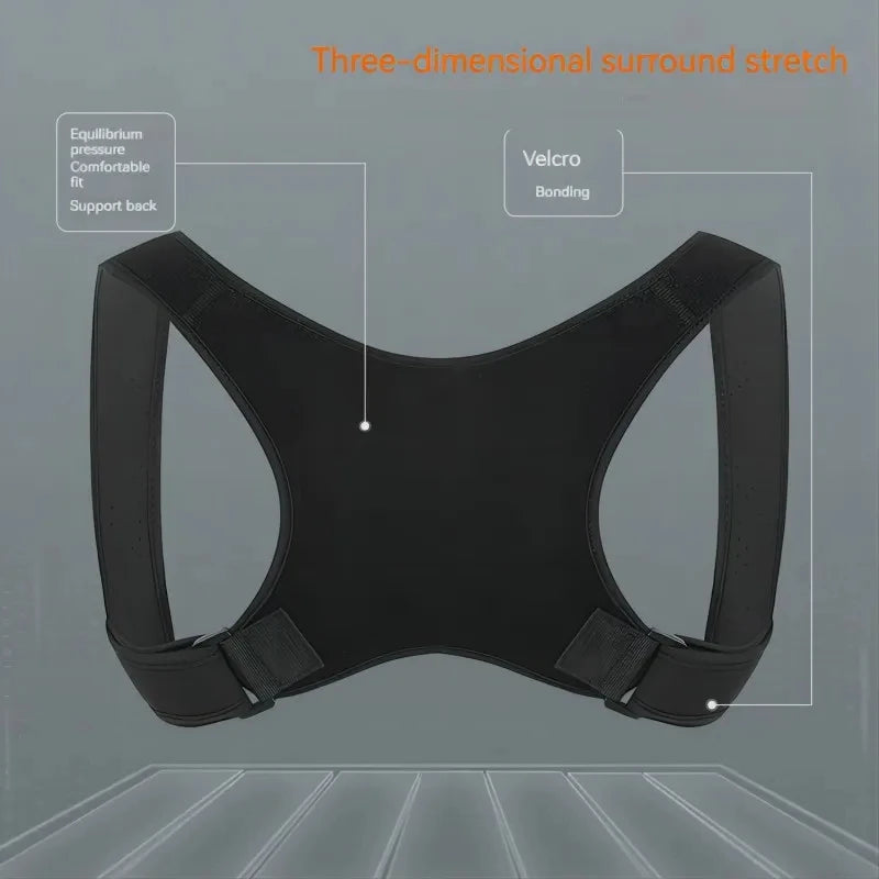 Valour Fit posture support belt for standing and sitting, showing adjustable straps and ergonomic design in black.