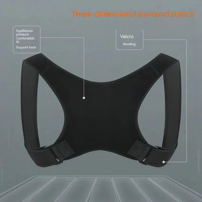 Valour Fit posture support belt for standing and sitting, showing adjustable straps and ergonomic design in black.