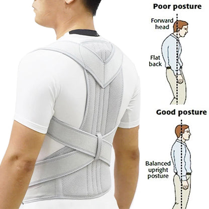 Valour Fit adjustable posture support corrector for men and women, shown worn on back with adjustable straps and breathable design.
