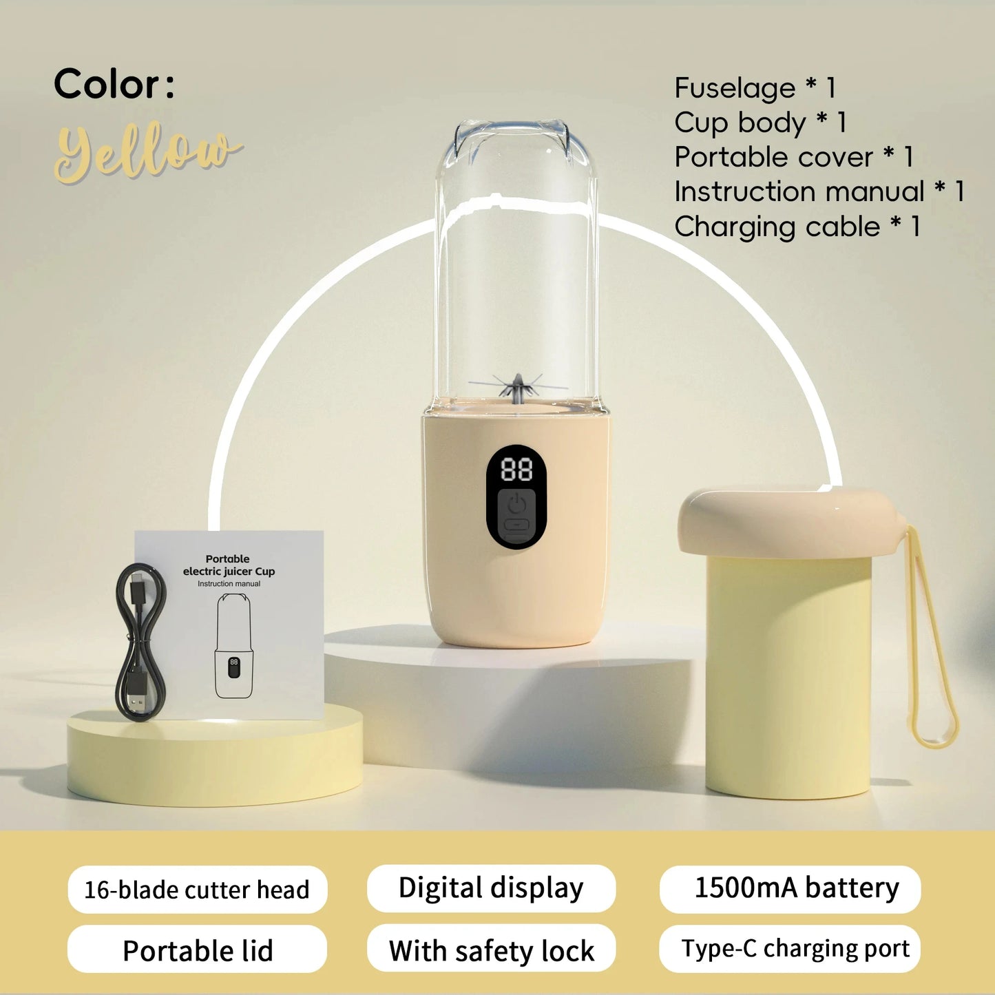 Portable USB Rechargeable Mini Blender for Smoothies & Protein Shakes