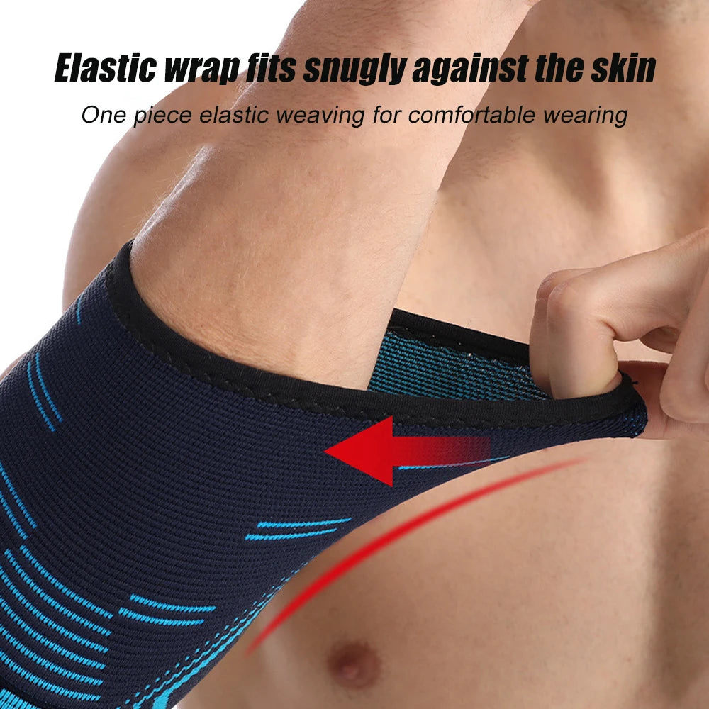 Valour Fit compression elbow sleeve for golf, tennis, and training, providing support and stability during sports activities.