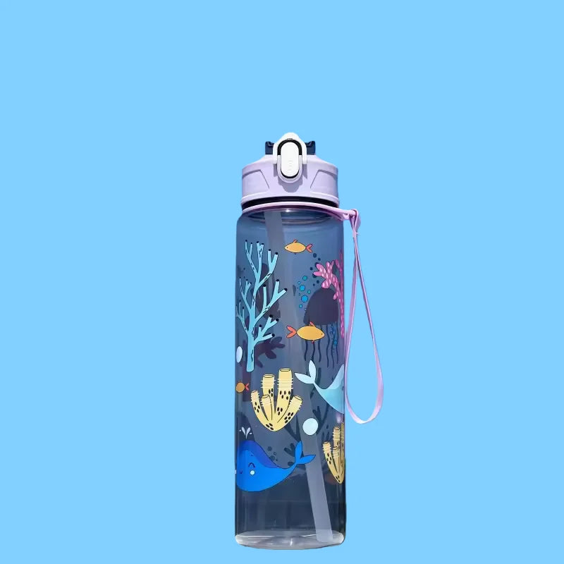 Valour Fit 800ml motivational sports water bottle with time marker, clear plastic design and leak-proof lid for active hydration.
