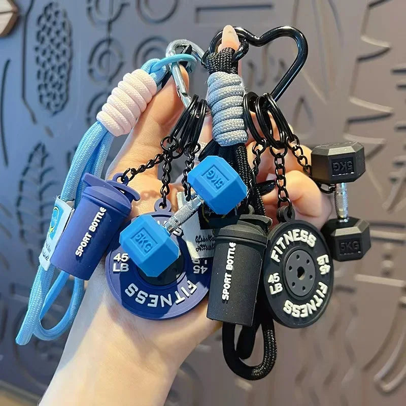 Fitness Dumbbell & Kettlebell Keychain – Gym Gift