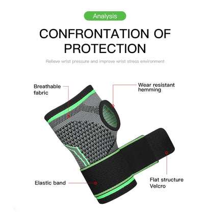 Valour Fit adjustable wrist support for gym and sports, showing a black wrist brace with Velcro straps on a white background.