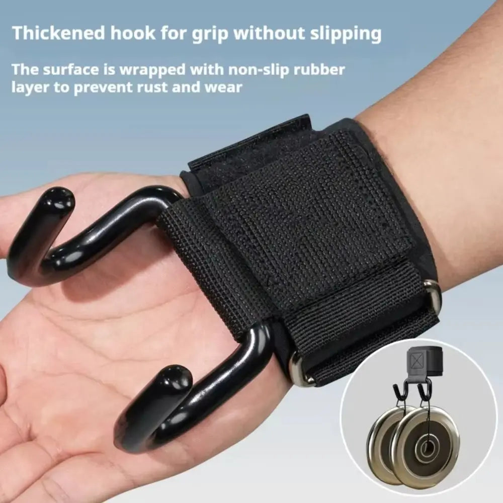 Weightlifting Hooks with Adjustable Wrist Support – 2 Piece Set