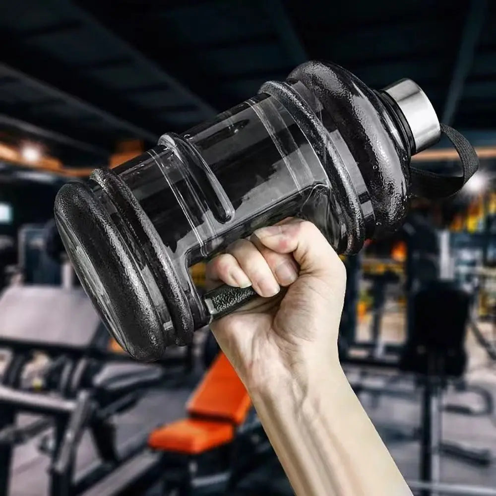 Valour Fit 2L PETG gym water bottle with carry handle and screw cap, reusable sports water bottle for workouts and hydration