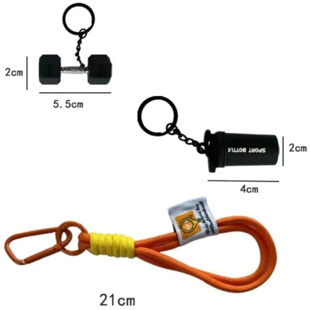 Fitness Dumbbell & Kettlebell Keychain – Gym Gift
