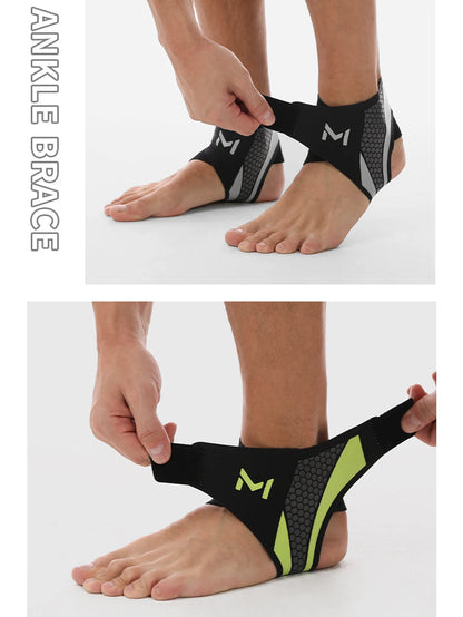 Valour Fit adjustable ankle compression support sleeve showing a snug fit around the ankle, made for support and stability.