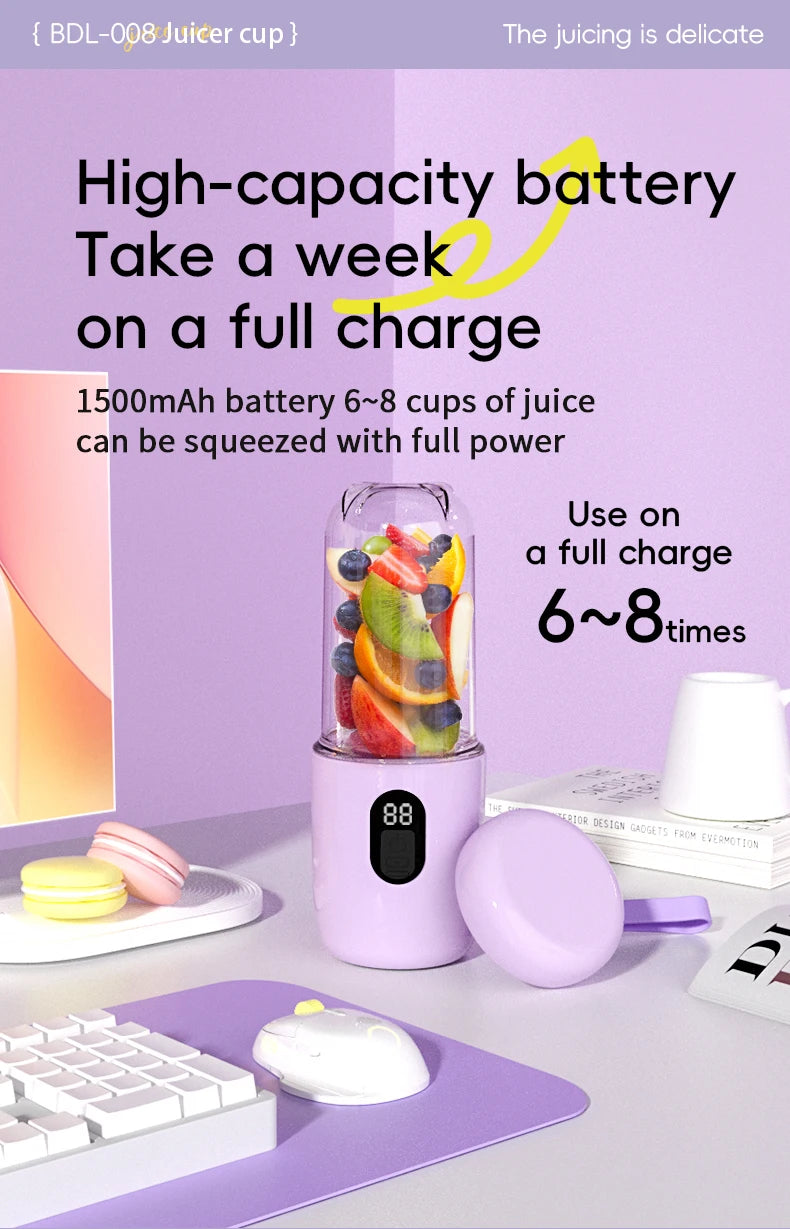 Portable USB Rechargeable Mini Blender for Smoothies & Protein Shakes
