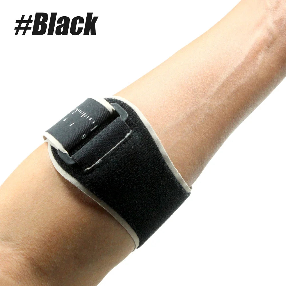 Valour Fit compression elbow support sleeve for sports, shown on a person's arm, providing stability and pain relief during activity.