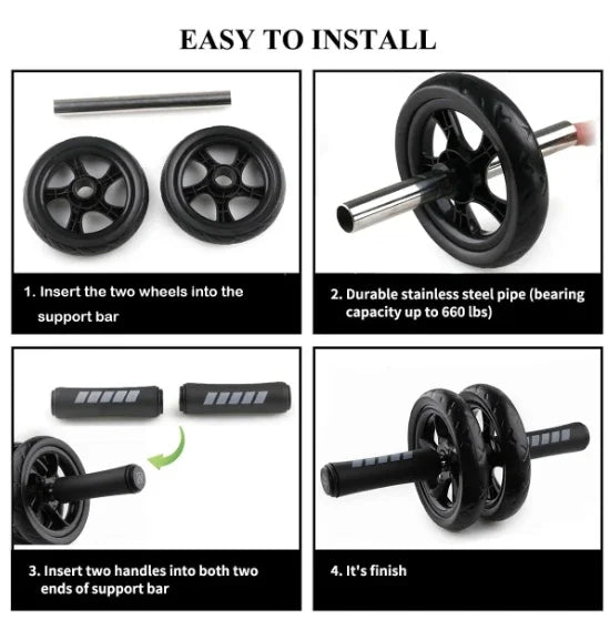 AB Roller Wheel with Knee Pad & Resistance Bands