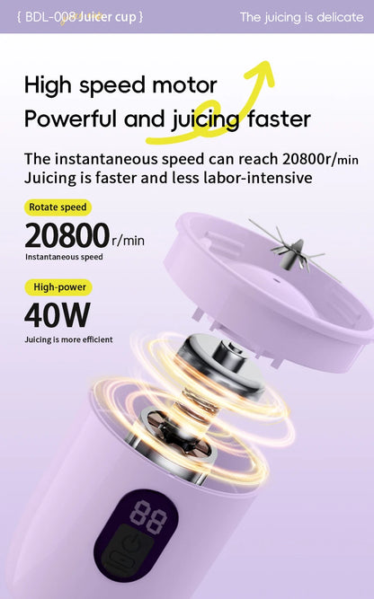 Portable USB Rechargeable Mini Blender for Smoothies & Protein Shakes