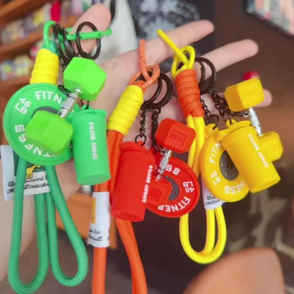 Fitness Dumbbell & Kettlebell Keychain – Gym Gift