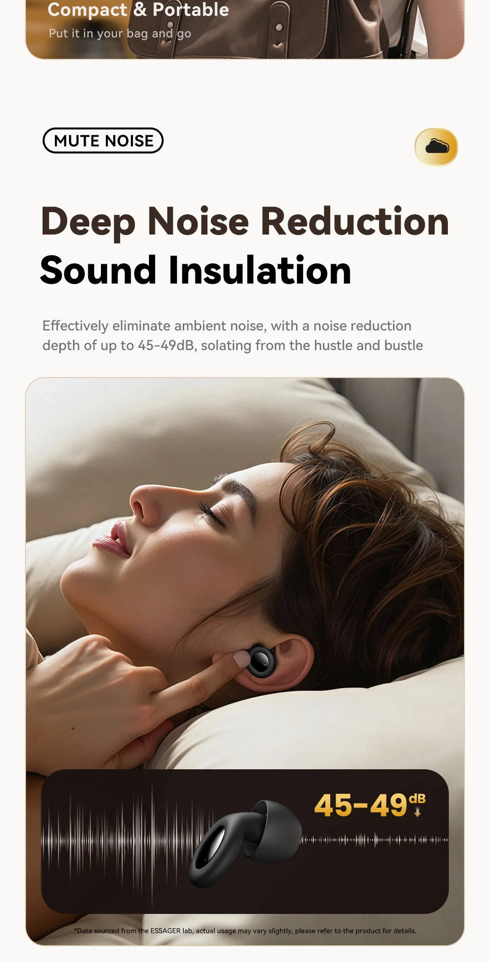 Valour Fit soft silicone earplugs for sleep, study, and travel, shown in a close-up image with smooth, comfortable design