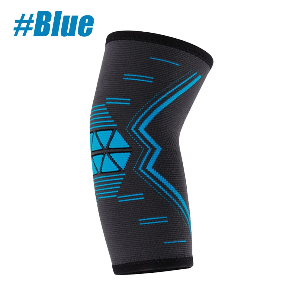 Valour Fit compression elbow support sleeve for golf, tennis, and training, provides stability and comfort during sports activities.
