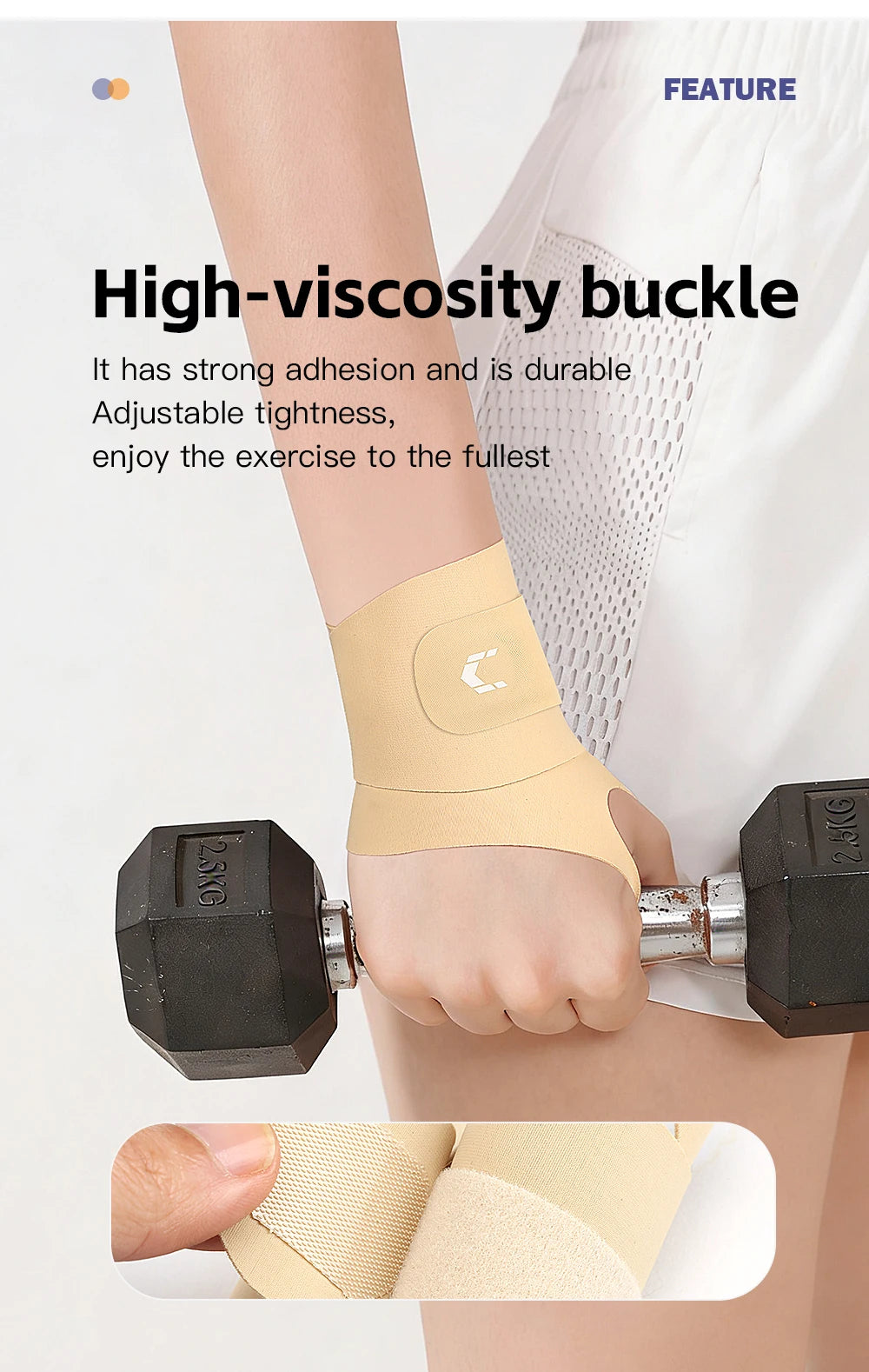 Valour Fit adjustable wrist and thumb support brace for gym and daily use, shown on a person's wrist in a close-up image.