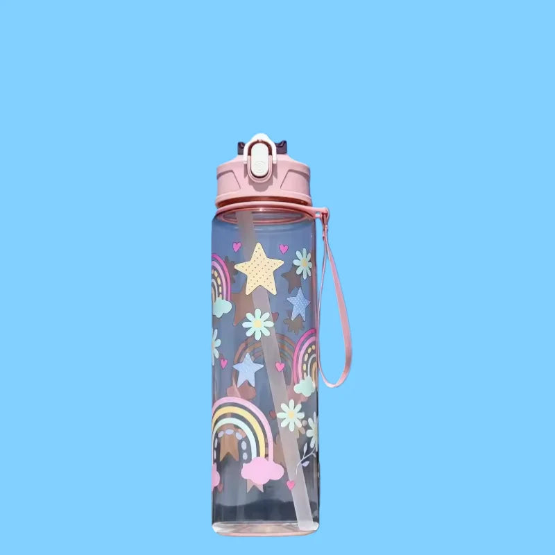 800ml Valour Fit sports water bottle with time marker for hydration tracking, featuring a clear design and ergonomic lid.
