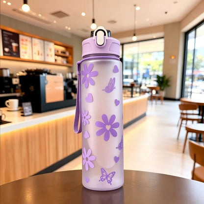 Valour Fit 800ml motivational sports water bottle with time marker and leak-proof lid on a white background.