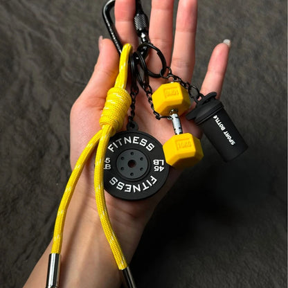 Valour Fit fitness keychain with D-shaped clip for gym bags, durable fitness accessory for secure attachment.