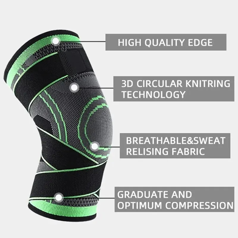 Valour Fit adjustable knee compression sleeve for running and sports, showing a close-up of the supportive knee support.
