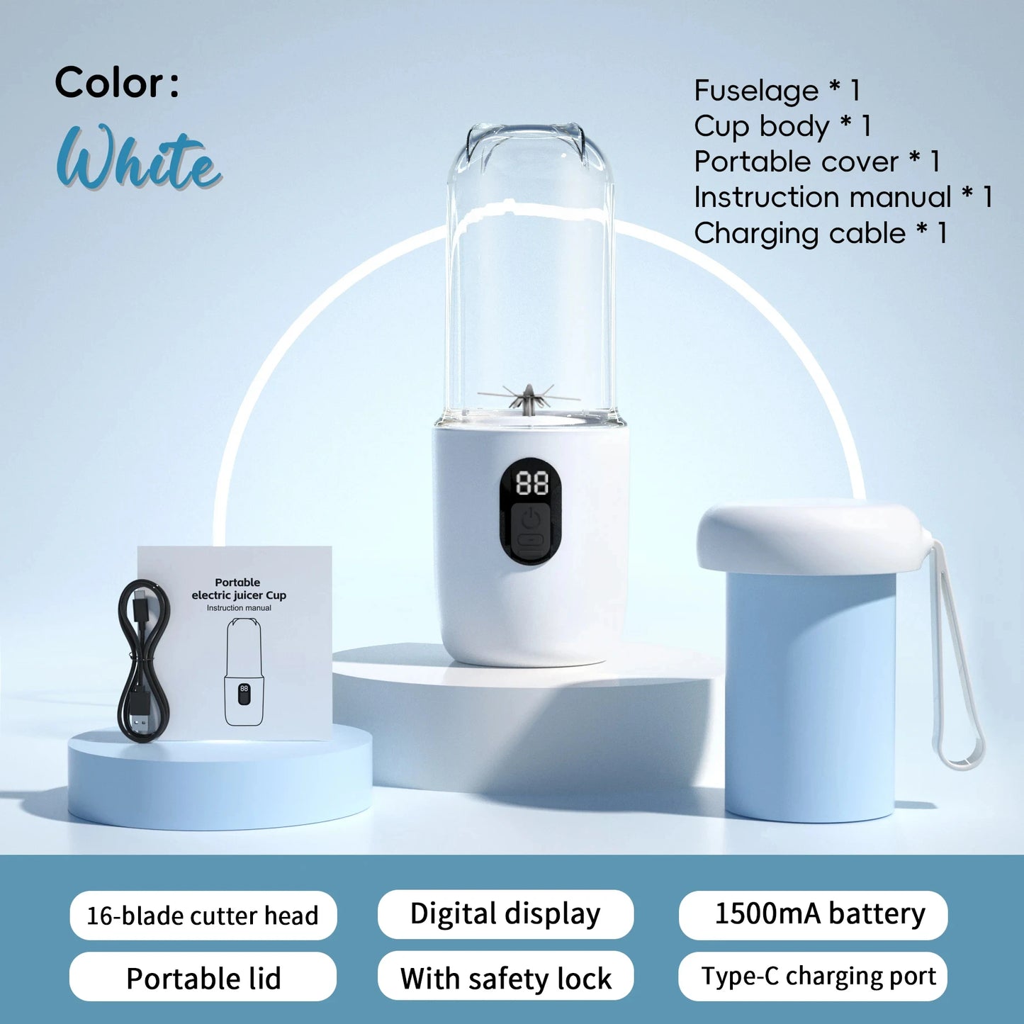 Portable USB Rechargeable Mini Blender for Smoothies & Protein Shakes