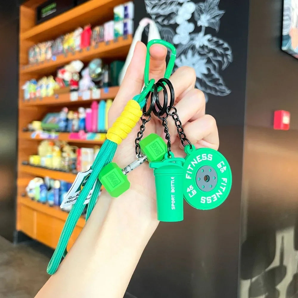 Fitness Dumbbell & Kettlebell Keychain – Gym Gift