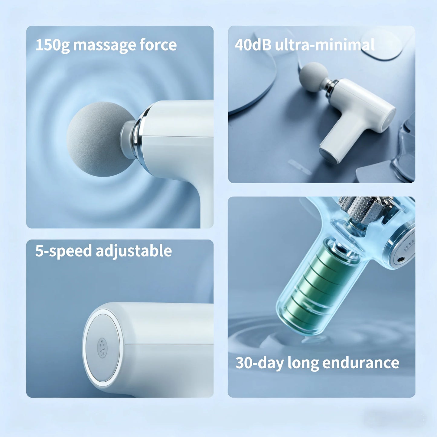 Portable Percussion Massage Gun with 4 Heads & LED Display