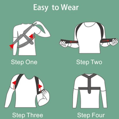 Valour Fit adjustable posture support belt for back and shoulders, shown in black with padded straps and adjustable fit.