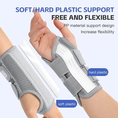 Valour Fit wrist brace with splint providing hand and wrist support, featuring adjustable straps and breathable material for comfort.