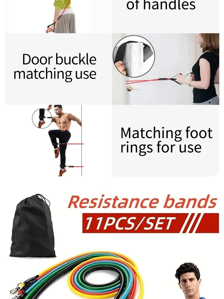 11-Piece Resistance Band Set for Home & Gym Workouts