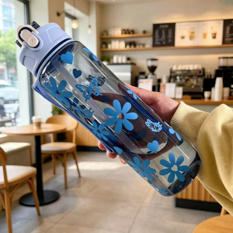 Valour Fit 800ml motivational sports water bottle with time marker and leak-proof lid for hydration during workouts.