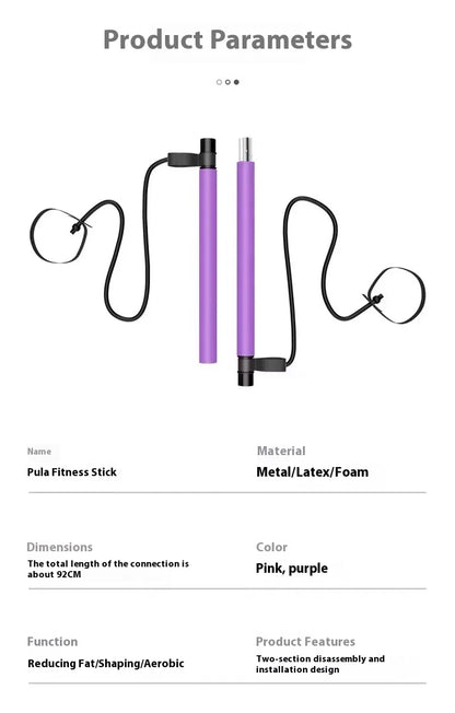 Adjustable Pilates Bar with Resistance Bands