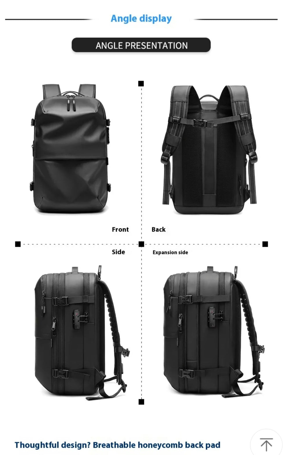 Valour Fit vacuum compression travel backpack with multiple compartments and adjustable straps, designed for efficient packing.