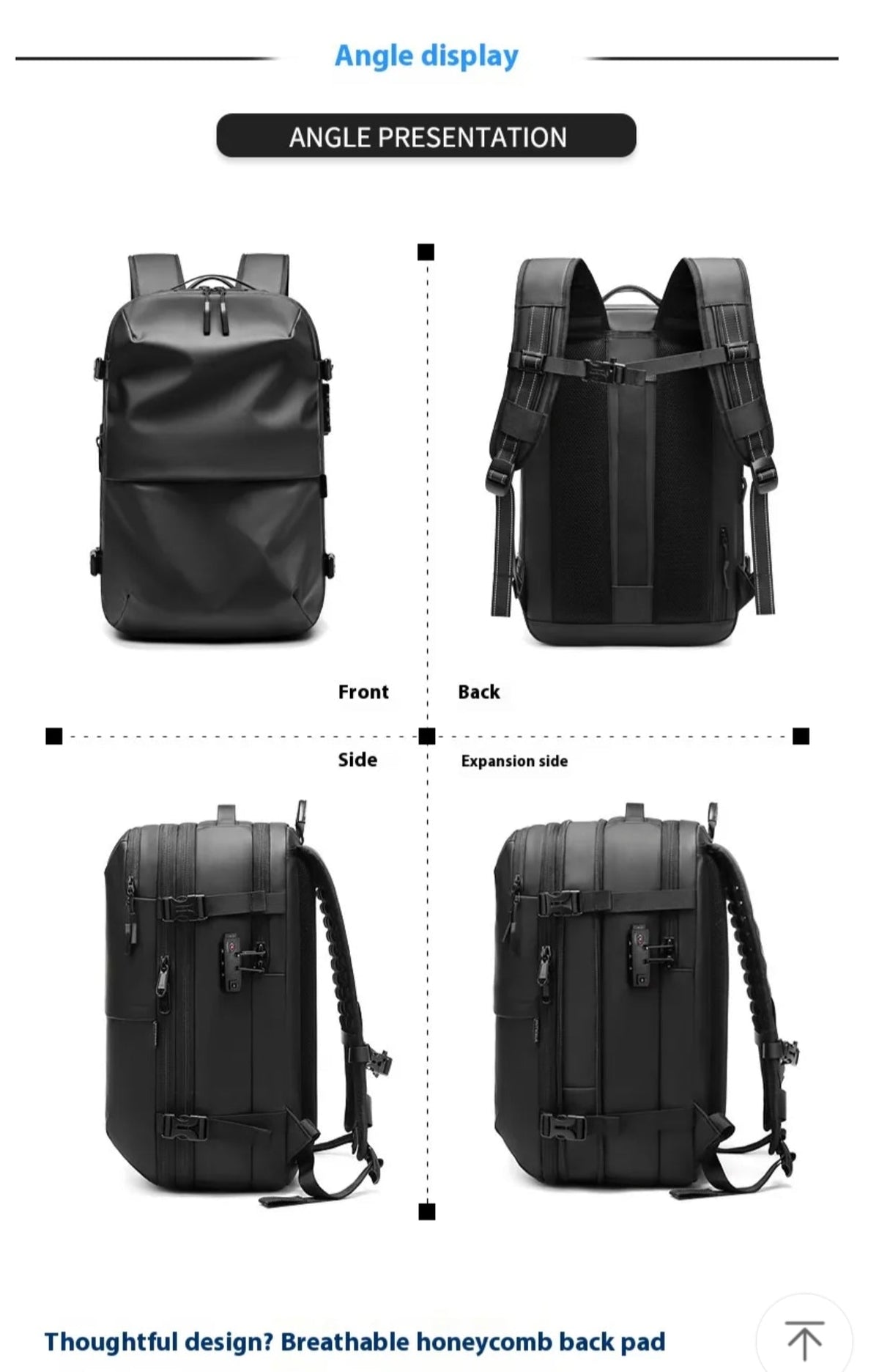 Valour Fit vacuum compression travel backpack with multiple compartments and adjustable straps, designed for efficient packing.